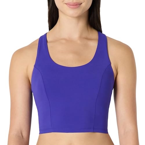 Amazon Essentials Women's Active Total Train Medium Support Racerback Gym Workout Crop Tank with Built-In Bra, Royal Blue, Small - image 1