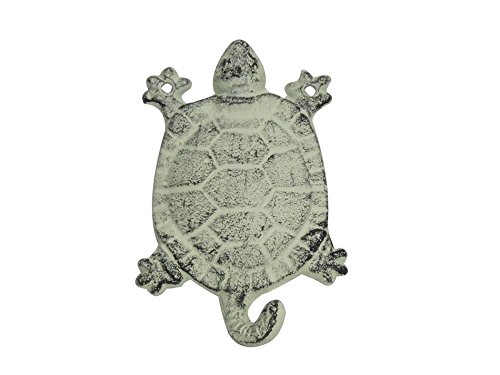 Tortue en fonte à clé blanche de 15cm, cadeau idéal d'inspiration bord de mer pour la maison