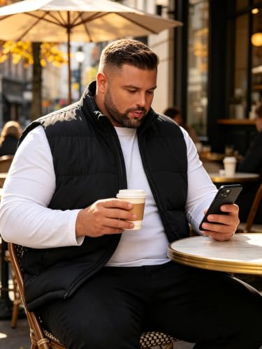 Image of TUVEKE Men's Puffer Vest Sherpa Lined Outdoor Zipper Fleece Vest Warm Sleeveless Men Winter Jackets Water-Resistant M-5XL
