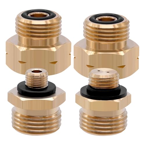 PWGHWG 4 Teiliges Gasflaschen Adapter Set Europa, GasAdapter Gasflasche Anschlussset, Messing Gasanschluss Adapter für Druckregler-Ausgang an Ausländische