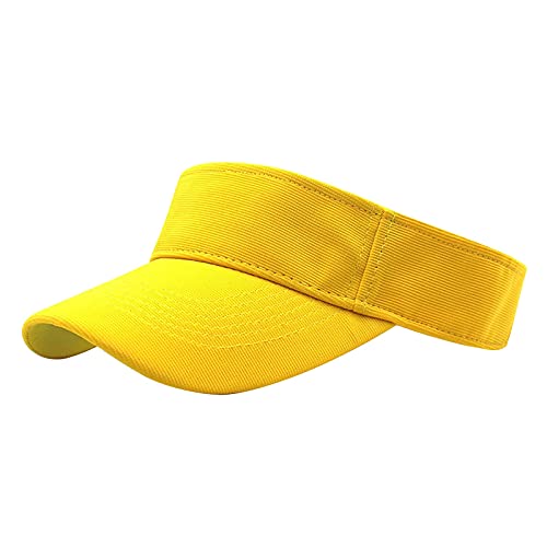 2025 - Gorra de visera de playa para mujer, gorra de sol ajustable para mujer, gorra de snapback para hombre, curvada, amarillo, talla única