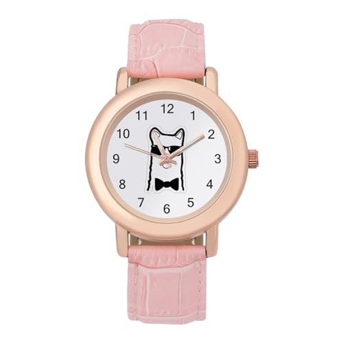 Cool Llama Classic Watches for Women Funny Graphic Pink Girls Watch Easy to Read