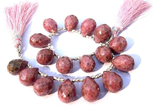Rhodonite briolette goutte facettée 14x10mm pour création bijoux DIY