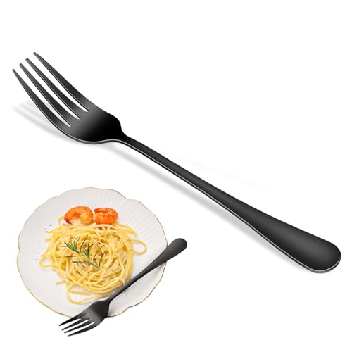 Lista de Tenedores de mesa - los más vendidos. 42 Juego de tenedores de cena negros, 8 piezas de 8 pulgadas de acero inoxidable de grado alimenticio, cubiertos aptos para lavaplatos, tenedor de mesa de metal negro para el hogar,...