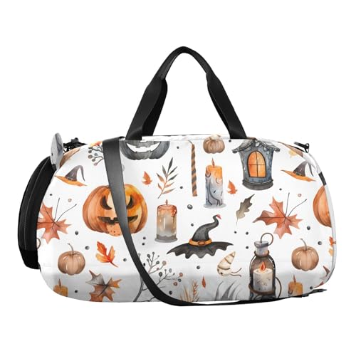 Duffle Bag for Boys or Girls with Shoes Compartment, Halloween Pattern I Sports Travel Bag Overnight2