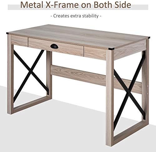 HOMCOM Computer Desk Writing Table with Drawer Home Office Workstation Large Tabletop 112Lx51Wx76Hcm