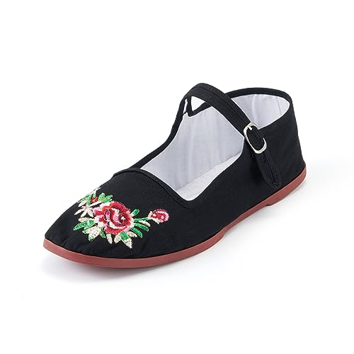 Image of Womens Classic China Flats, Casual China Doll Shoes, Cotton Mary Janes, Chinese Tai Chi Shoes