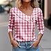 Log in, Summer Tops for Women 2024 Trendy Casual Long Sleeve Dressy Blouses Elegant Asymmetric V Neck Button Tshirts Shirts Fashion Boho Vintage Graphic Tees Western Outfits Clothing(A Pink,Medium)