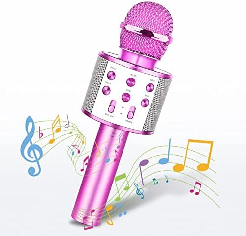 Microphone for Kids, Exssary Gifts for 3-12 Year Old Girls Boys Wireless Microphone for Karaoke Toys for Kids Mic Karaoke Bluetooth 3-12 Year Old Girl Toys Portable Microphone