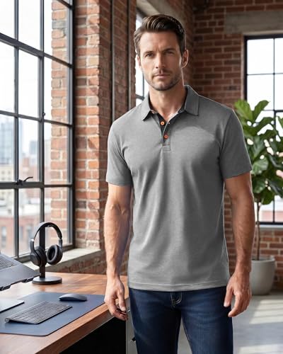 KUYIGO Mens Casual Polo Shirts Short Sleeve Summer Vacation Collared Shirt - image 5