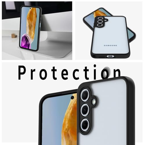 Image of KAPAVER Hybrid Clear Back Cover Case for Galaxy M15 /F15 | Protective Shockproof Cleare Hard PC Soft Flexible Black TPU Cover