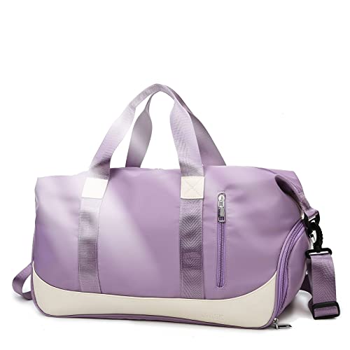 Keyck Sac de Sport Femme Homme,Sac de Voyage avec Compartiment Chaussure et Poche Humide,Impermeable Grande Capacité 40L Gym Duffel Bag,Oxford Sac Weekend pour Fitness Camping Piscine, Violet