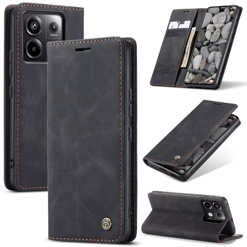 Azororo Funda para Xiaomi Redmi Note 13 Pro 5G PU Cuero Premium, Tapa Libro Estuche Flip Case, Tarjetas/Billetera, Soporte Plegable y Cierre Magnético Carcasa para Redmi Note 13 Pro 5G  Negro