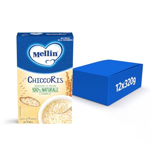 Mellin ChiccoRis, Con Farina di Riso e Vitamina B1, 12x320g | Per Bambini dal 5° mese Compiuto