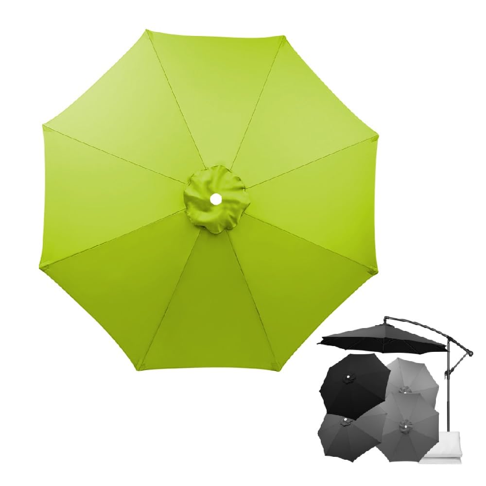 8ft/9ft/10ft/11ft Patio Umbrella Replacement Canopy Cover 6 Ribs/8 Ribs Garden Sun Umbrella Replacement Cloth, Cantilever Parasols Replacement Covers For Backyard(Grass green,3m/10ft(8ribs)