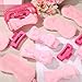 Wavyknot 24Pcs Sleepover Party Favors for Girls 6 Pink Spa Makeup Headband 6 Plush Sleep Eye Mask 6 Rose Red Hair Claw Clips 6 Clear Cosmetic Bags for Slumber Party Supplies Gifts(Medium Claw Clips)