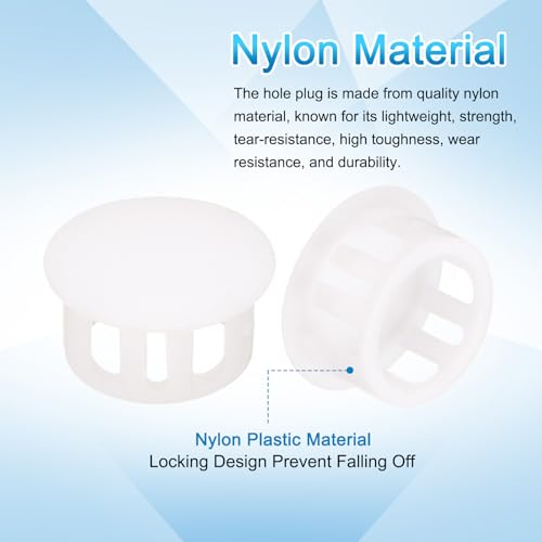 Image of uxcell 100pcs Nylon Plastic Hole Plugs, 3 /5 inch(16mm) Round Drill Screw Hole Plugs Covers Knockout Locking Plastic Plugs Insert End Caps for Kitchen Cabinet Furniture, White