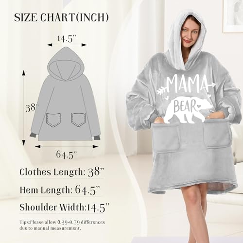 Couverture à capuche surdimensionnée gris taille unique avec manches et poches - 7