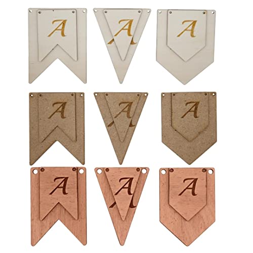 Fanion en bois personnalisable guirlande et bannière réutilisable fête d'anniversaire décoration chambre enfant mariage et évènement (MDF, 12,5cm) Cover