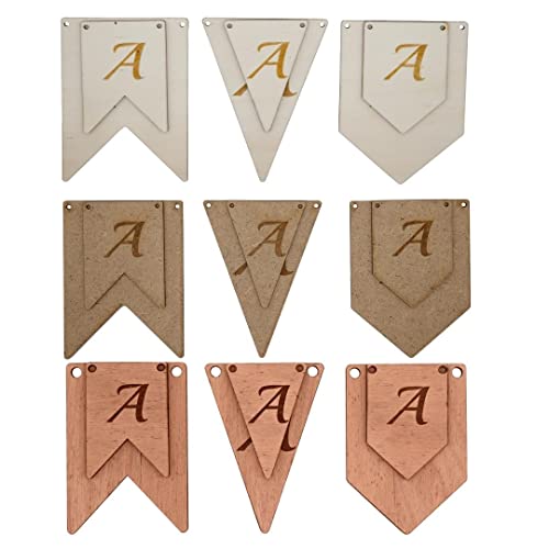 Fanion en bois personnalisable guirlande et bannière réutilisable fête d'anniversaire décoration chambre enfant mariage et évènement (MDF, 12,5cm)