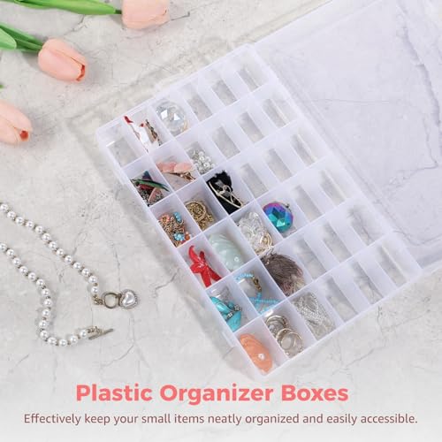 Image of 4 Pcs Plastic Organizer Boxes, 36 Grids Clear Jewelry Organizers, Waterproof Bead Storage Containers, Transparent Portable Fishing Tackle Storage Boxes for Small Items