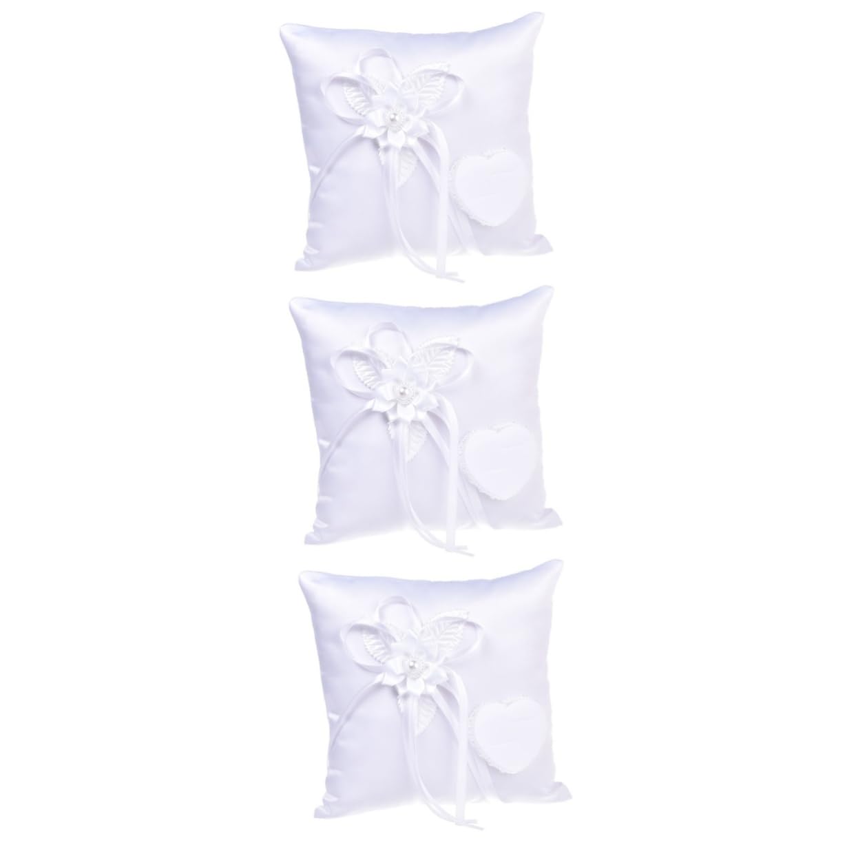 MAGICLULU 3 Pièces Coussin d'alliances de Mariage Coussin d'alliances en Dentelle Oreiller pour Bague de fiançailles Wedding Decorations Oreiller de fête d'anneau de Mariage Blanche