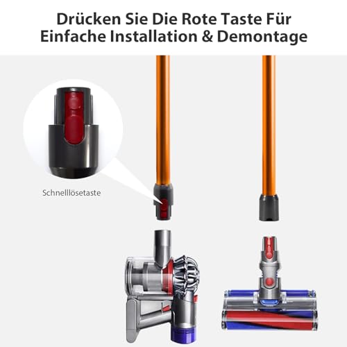 Cheerhom Verlängerungsrohr für Dyson V11, Saugrohr Kompatibel mit Dyson V7 V8 V10 V11 V15, Starres Teleskoprohr für Dyson Staubsauger mit Zwei 2-in-1-Bürsten, Orange