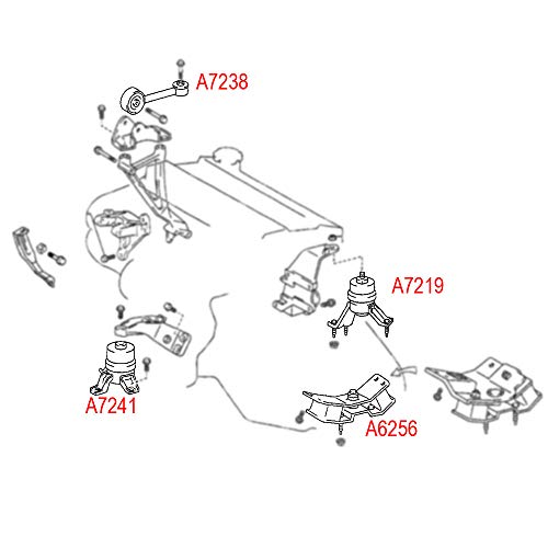 Engine Motor Mount Compatible With Fits 1997-2001 Toyota Camry 2.2L A6256 A7219 A7238 A7241 #TOP5