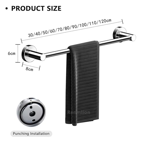 Toallero pulido brillante de 120 cm en acero inoxidable para baño elegante 3
