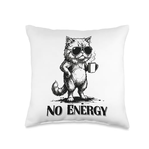 Stressed Cat Coffee Throw Pillow