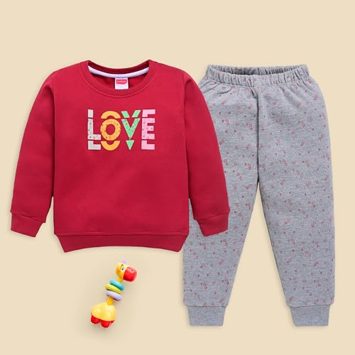 Image of LuvLap Baby Girls Full Sleeve Sweatshirt & Pyjama Set