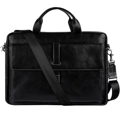 Time Resistance Leather Briefcase - Italian Handmade Leather Laptop Bag - Handbag for Men and Women