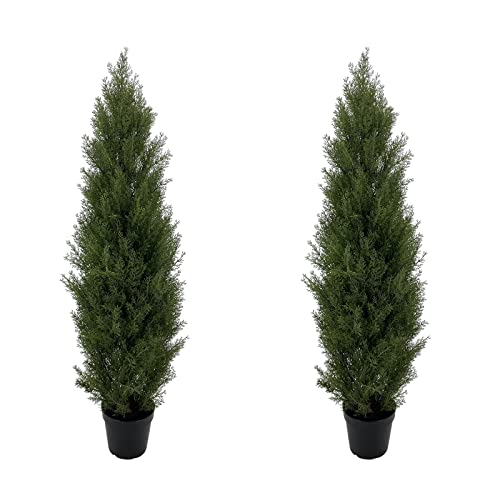 Seelinns Artificial Cedar Pine Tree Christmas Tree Artificial Topiary Cedar Trees Potted Uv Rated Plant For Home Decor Indoors And Outdoors 4Ft Fake Plants Tall Artificial Plants Shrubs (2 Pack) #TOP7