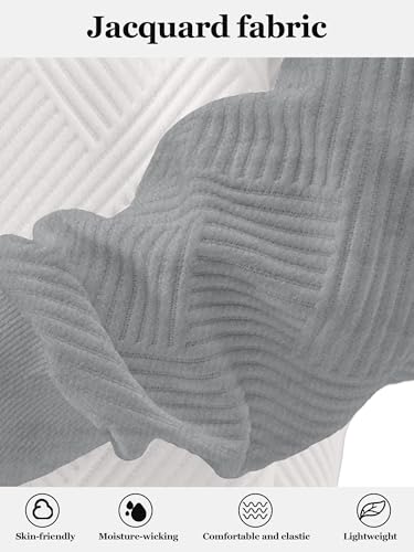 HOTake Mens Crewneck Sweatshirts Solid Color Geometric Texture Long Sleeve Casual Pullover Shirt3