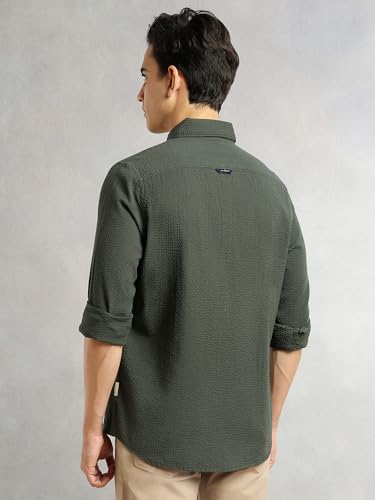 Image of Thomas Scott Men's | Slim Fit | Striped Design | Button-Down Collar | 100% Cotton Casual Shirt for Mens