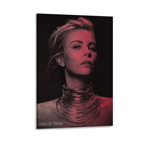 Toile Charlize Theron 50x75 cm : impression haute définition pour décoration murale