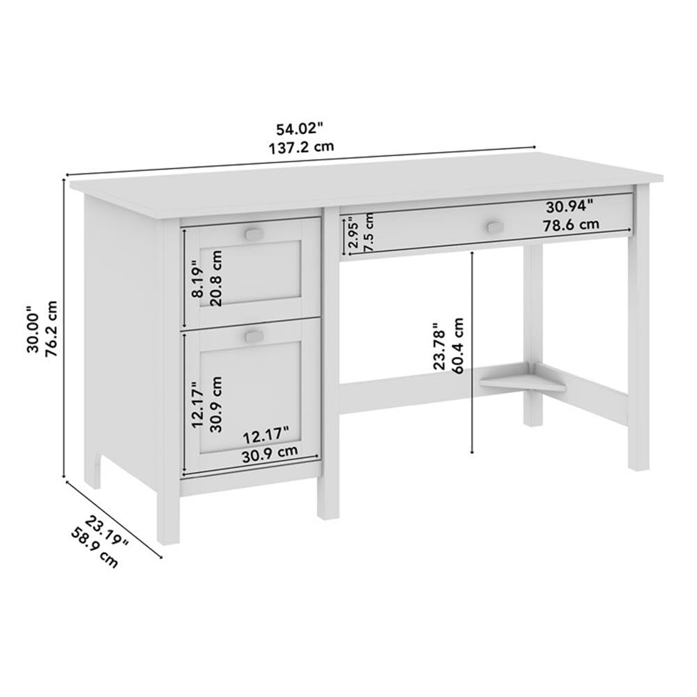 Dimensions diagram for Bush Furniture Broadview 54W Computer Desk
