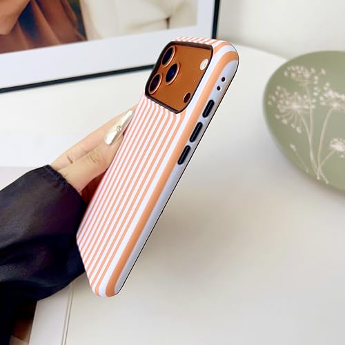 Coque MagSafe iPhone 14 motif rayé esthétique orange cosmique chic - 4