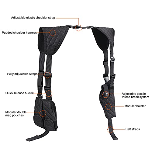 Kosibate Shoulder Holster, Gun Holster For Glock 19 17, 40 S&W, 9Mm, 1911, Revolver Concealed Carry Handgun Holster(Black) #TOP1