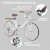 24/26 Inch Beach Cruiser Bike for Women Folding Bikes, 7-Speed Womens Bike with Basket and Coffee Cup, Womens Foldable Bicycle Commuter Bikes for Adults, Adjustable Seat & Dual V-Type Brakes #2