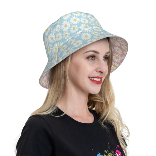 Image of Bucket Hat Beach Summer Sun Hat Reversible Fisherman Hats Double Sided Wearing for Women Men Boys Girls