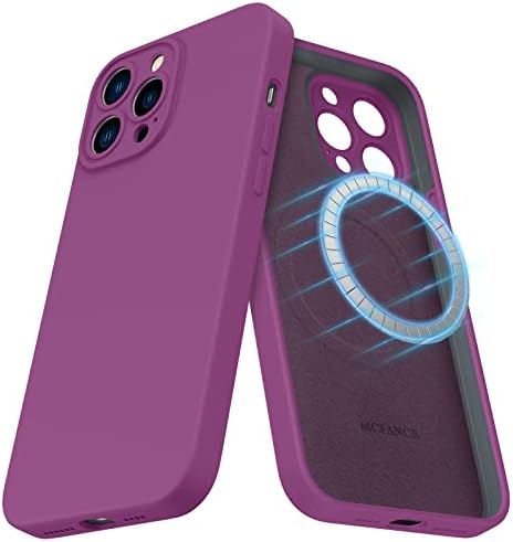 MCFANCE Silicone Magnetic Case for iPhone 13 Pro Max Magsafe Case Silicone Phone Case with Microfiber Lining for iPhone 13 Pro Max 6.7 inch 2021, Dahlia