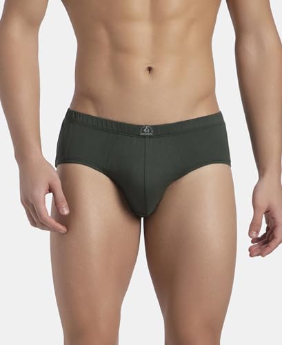 Image of Jockey 8035 Men's Super Combed Cotton Solid Brief with Ultrasoft Concealed Waistband (Pack of 3) Deep Forest XL