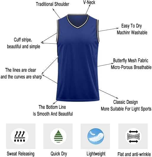 Blank Men's Basketball Jersey Cuff Stripes Team Athletic Scrimmage Uniform Mesh Sport Shirt S-3XL - Image 2