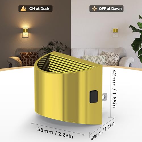 Image of DORESshop LED Night Light[2 Pack], Night Lights Plug into Wall, 3 Level Brightness Adjustable Plug in Night Light, Dusk to Dawn Sensor, Nightlights for Adults, Bedroom, Bathroom, 3000K, Golden Cover
