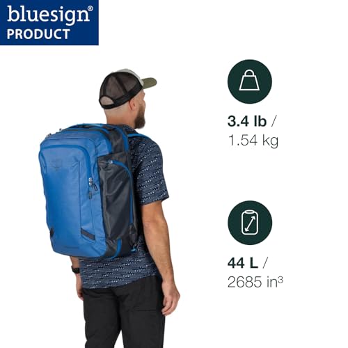 Image of Osprey Transporter 44L Travel Pack, Blue OS | travel backpack, carry on bag, laptop sleeve, personal item, Blue color, OS size