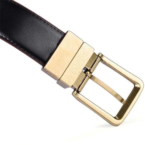 Men's Leather Reversible Belts Adjustable Antique Style Rotated Buckle Belt 2 In 13