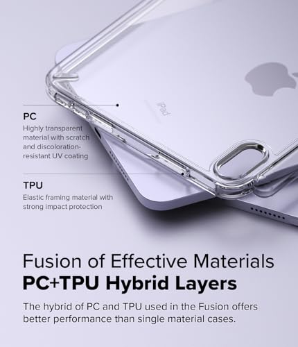 【Ringke】ipad mini6 ケース ペンシルホルダー フタなし ストラップホール 付き [TPU+ポリカーボネートハイブリッド 米軍MIL規格取得] 8.3インチ 2021第6世代用 透明 カバー クリア タブレットケース Qi充電対応 Fusion (Clear クリア)
