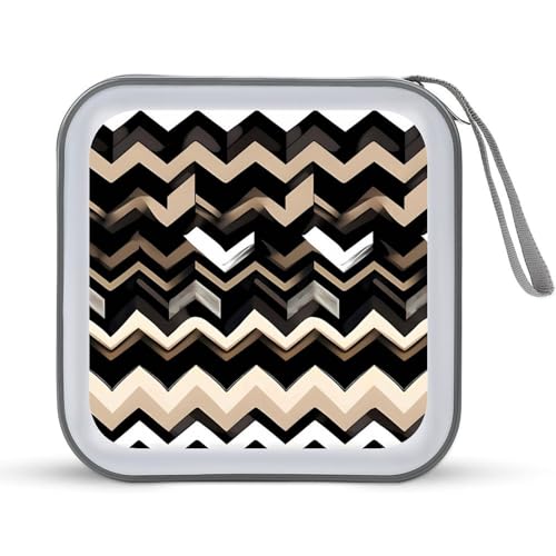 Étui pour CD et DVD rigide de 40 disques - Pochette de transport noire blanche et marron