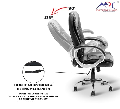 Image of MRC M061 Ergonomic Leatherette high Back Office Chair, Heavy Duty Chrome Base, Home Office Desk Chair (Shiny Black)